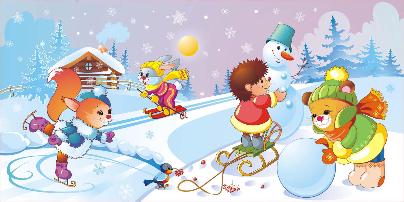 Красивые и прикольные рисунки на тему зимние забавы - скачать бесплатно 12