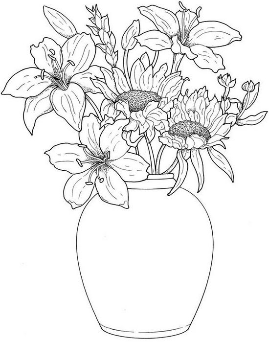 Красивые картинки вазы с цветами и без для срисовки - подборка 8
