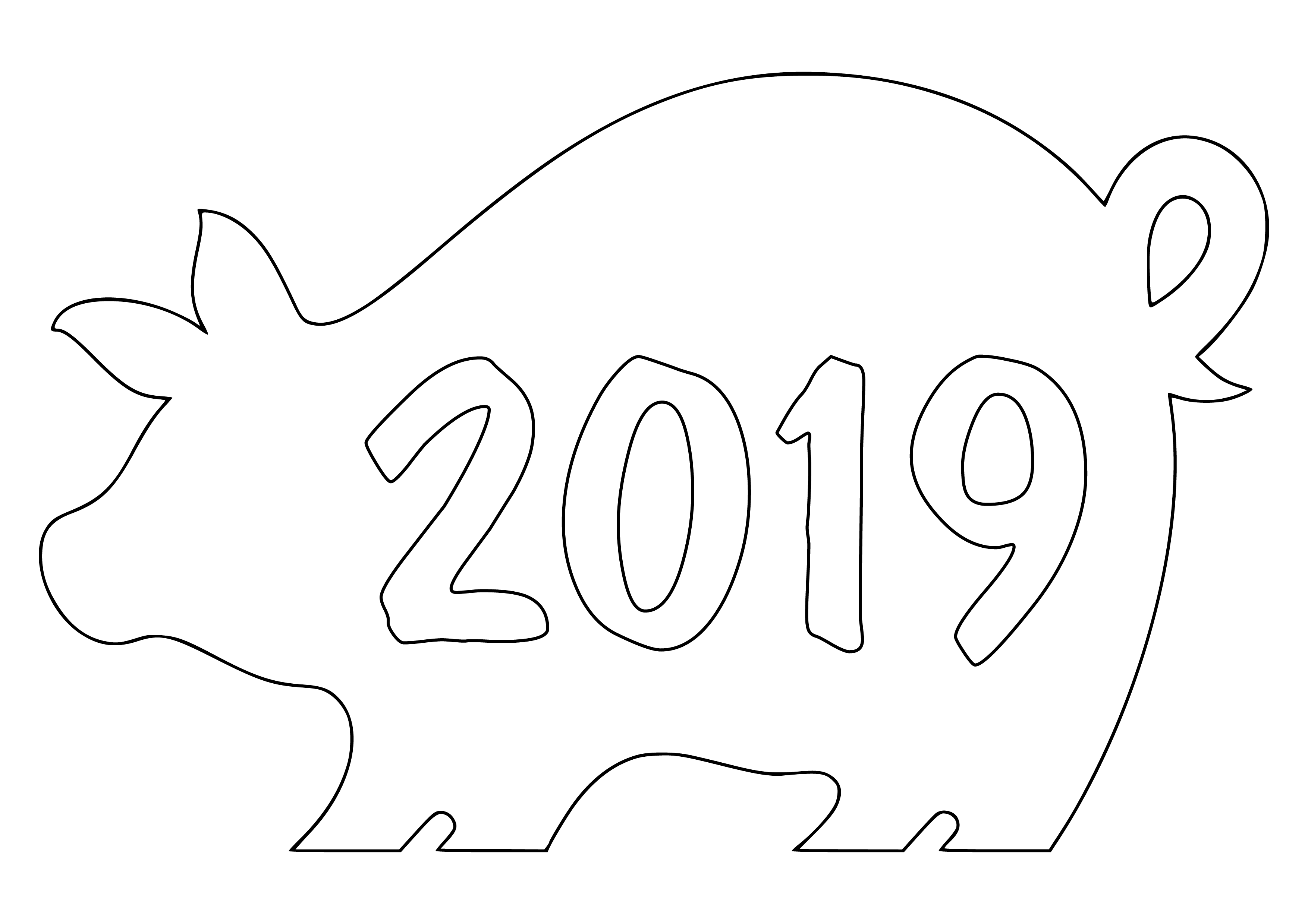 Трафареты на Новый 2019 год Свиньи на окно 3