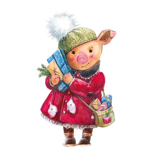 Красивые и прикольные картинки на тему Новогодняя свинья - сборка 4