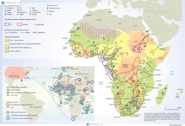 Карта полезных ископаемых африки