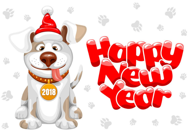 Поздравления С Новым годом собаки 2018 - картинки и открытки 6