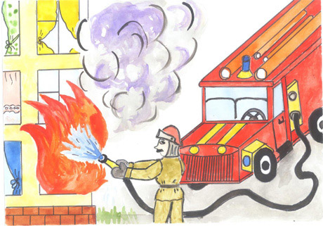 Красивые и интересные рисунки на тему пожарная безопасность - для детей 9