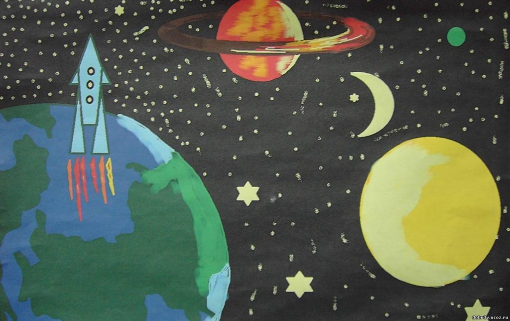 Рисунки для детей ко дню Космонавтики - самые красивые и прикольные 6