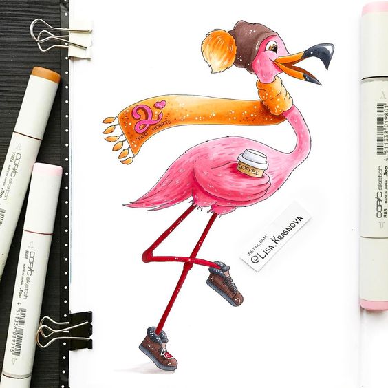Красивые картинки фламинго для срисовки - интересная подборка 3