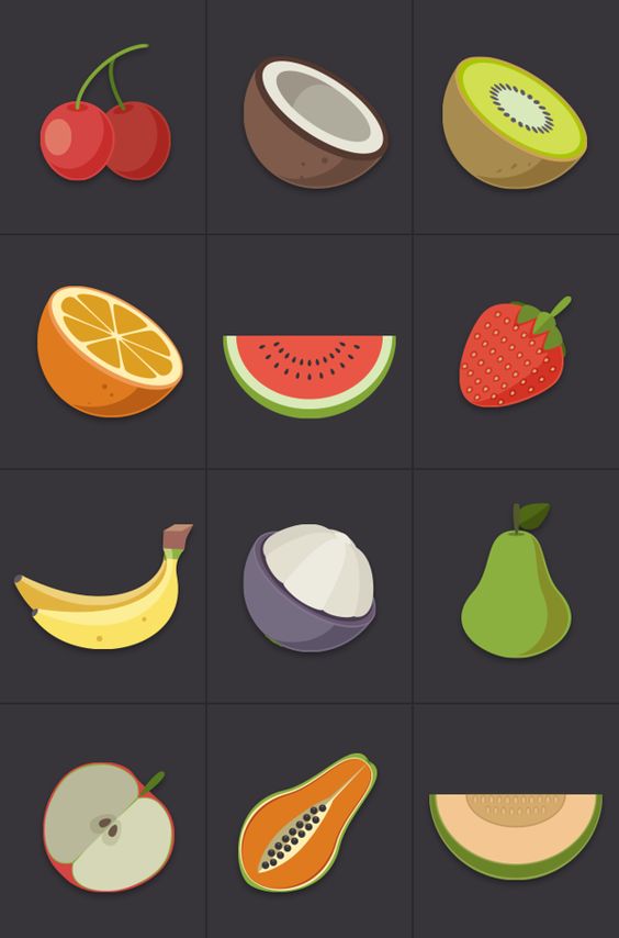 Прикольные и кавайные картинки фруктов для срисовки - подборка 13