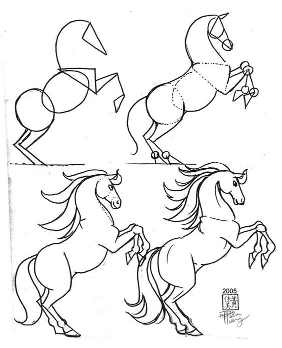 Красивые картинки для срисовки карандашом лошади или пони 2