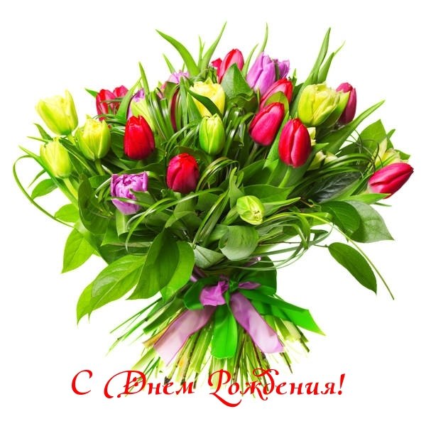 Красивые картинки и открытки С Днем Рождения с тюльпанами 4