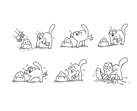 Прикольные и отличные простые картинки для срисовки Коты 1