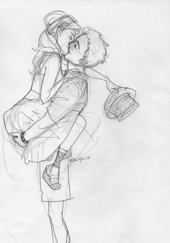 Красивые и милые рисунки карандашом для срисовки поцелуи 5