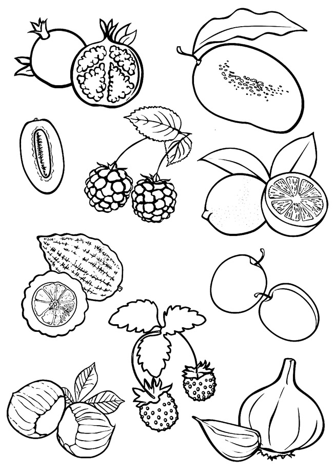 Красивые картинки для раскраски фрукты и овощи - подборка 3