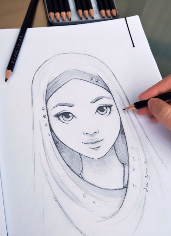 Красивые картинки и рисунки для срисовки лицо девушки - подборка 12
