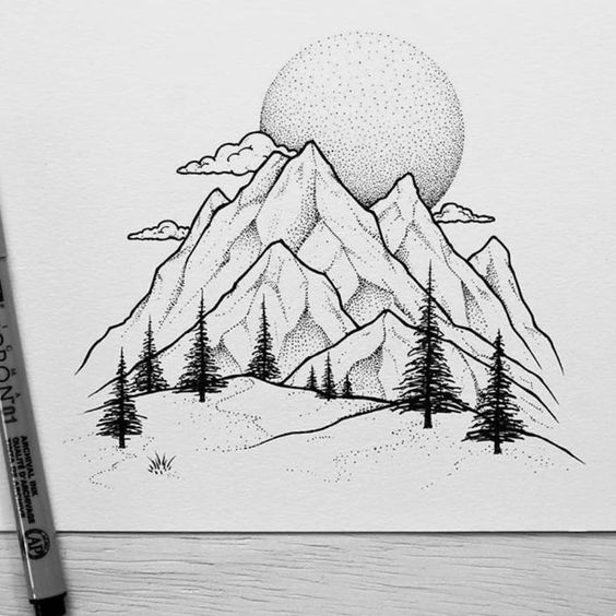 Красивые и прикольные картинки, рисунки гор для срисовки - сборка 9