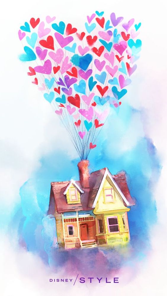 Очень красивые картинки Дом на шариках для срисовки, раскраски - подборка 8