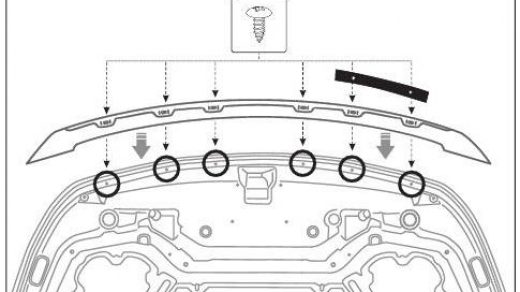 Как крепить дефлектор к внешней части капота 2
