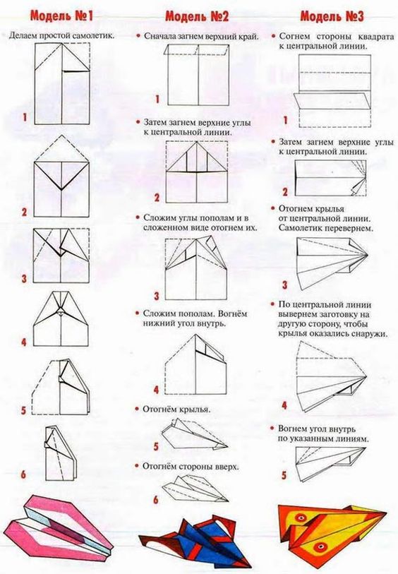 Самолет оригами из бумаги для детей схема простая