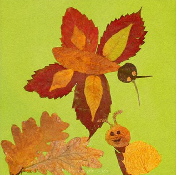 Красивые картины и аппликации из листьев своими руками (2)