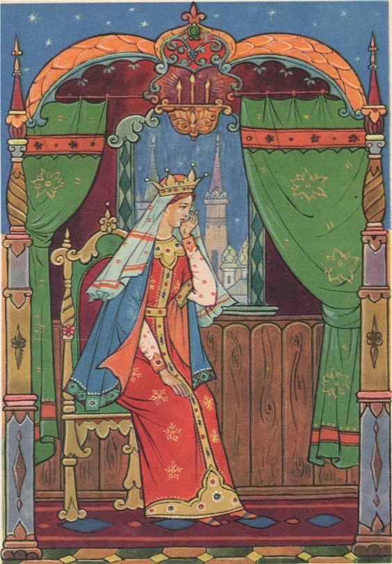 Красивые рисунки о Мёртвой царевне и о семи богатырях (5)