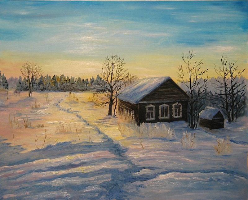 Рисунок на тему зимний вечер017