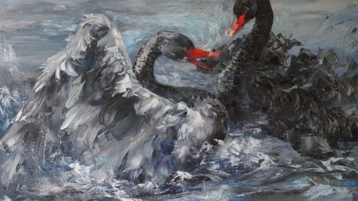 Картина маслом лебеди   красивые (15)