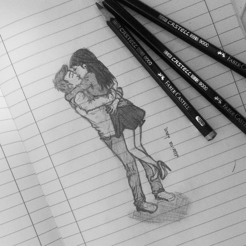 Картинки нарисованные карандашом парень и девушка обнимаются (24)