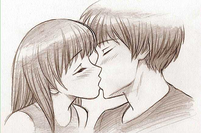 Картинки нарисованные карандашом парень и девушка обнимаются (5)