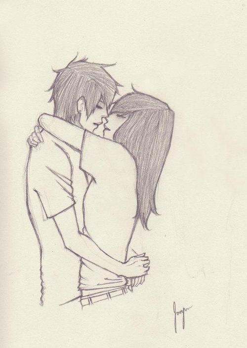 Картинки нарисованные карандашом парень и девушка обнимаются (7)