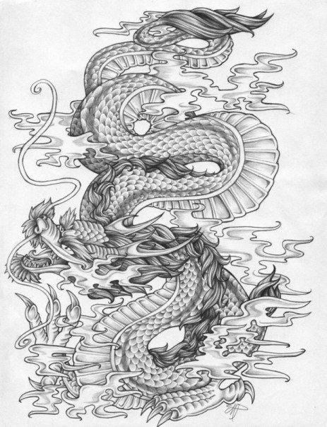 Картинки тату Китайский Дракон - подборка фото (21)