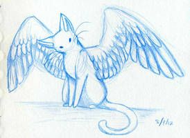 Кошки картинки аниме с крыльями (9)