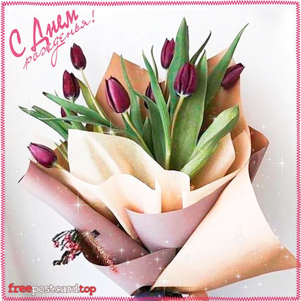 Открытки с днем рождения женщине красивые цветы тюльпаны (3)