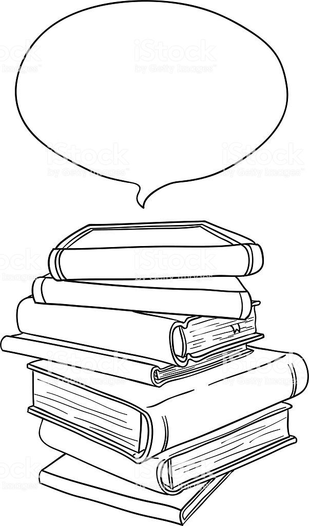 Stacklng books in line art style , black and white