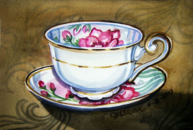Чашка чая акварель картинки (14)