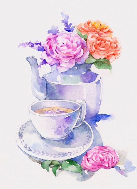 Чашка чая акварель картинки (19)