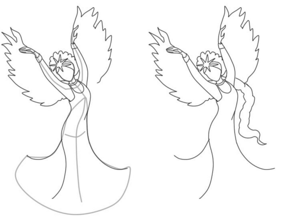 Как нарисовать Царицу Лебедь из сказки о Царе Салтане (6)