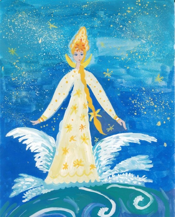 Как нарисовать Царицу Лебедь из сказки о Царе Салтане (7)