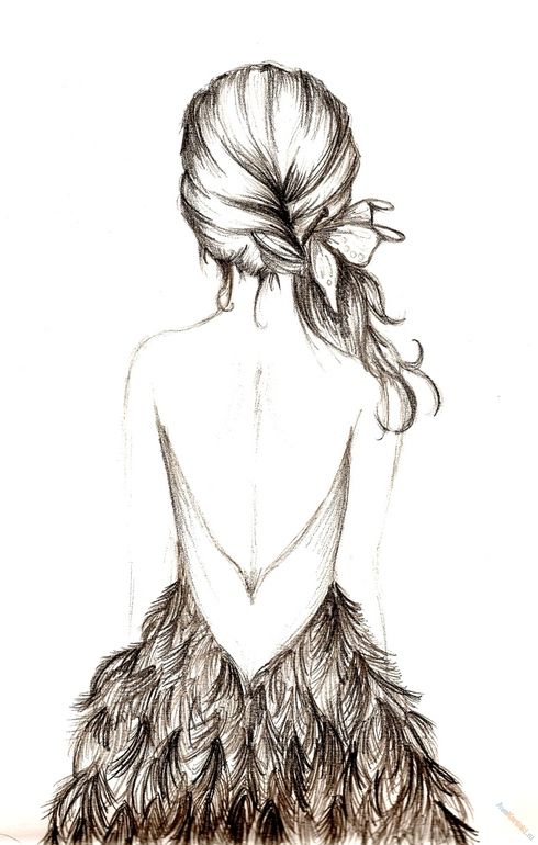 Картинки карандашом для срисовки девушки со спины легкие (1)