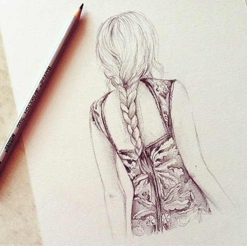Картинки карандашом для срисовки девушки со спины легкие (2)