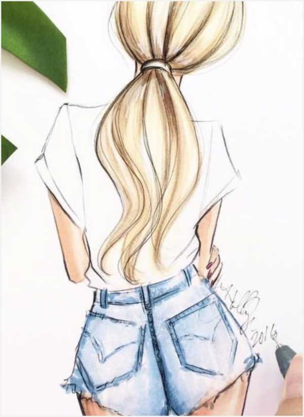 Картинки карандашом для срисовки девушки со спины легкие (6)