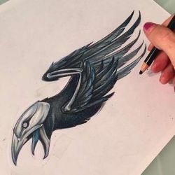 Ворона рисунок тату и эскизы015