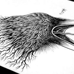 Ворона рисунок тату и эскизы022
