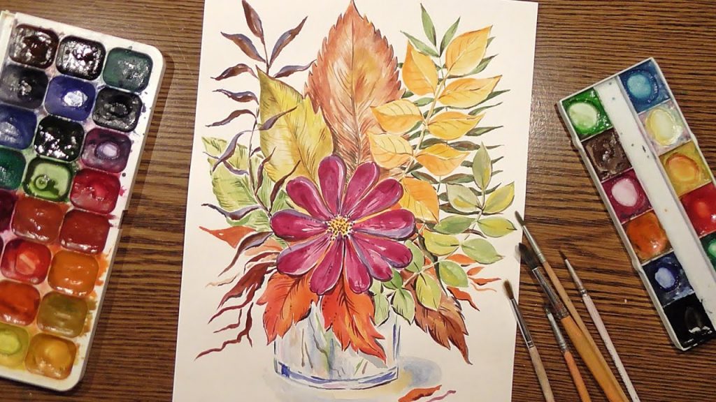 Как нарисовать вазу с осенними листьями поэтапно - подборка (25)