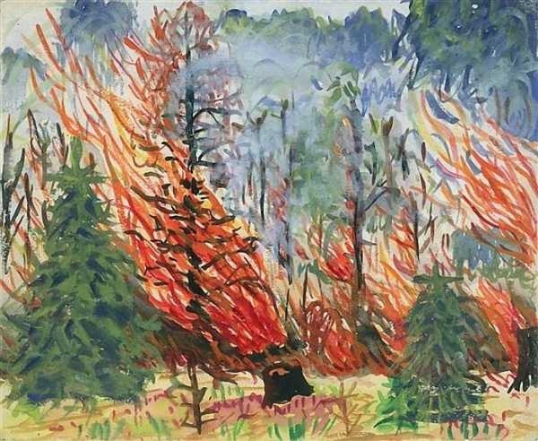 Картинки и рисунки на тему пожар в лесу011