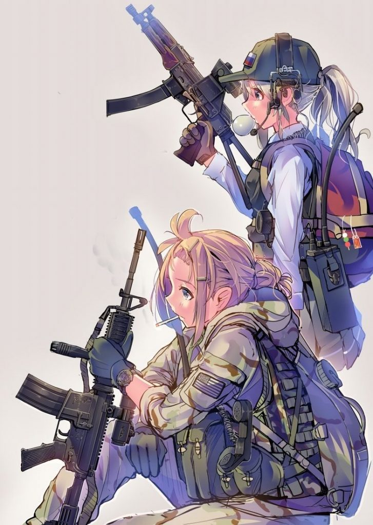 Красивые картинки аниме девочки с оружием001