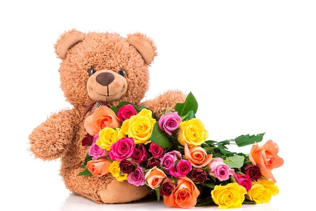 Картинка медвежонок с цветком