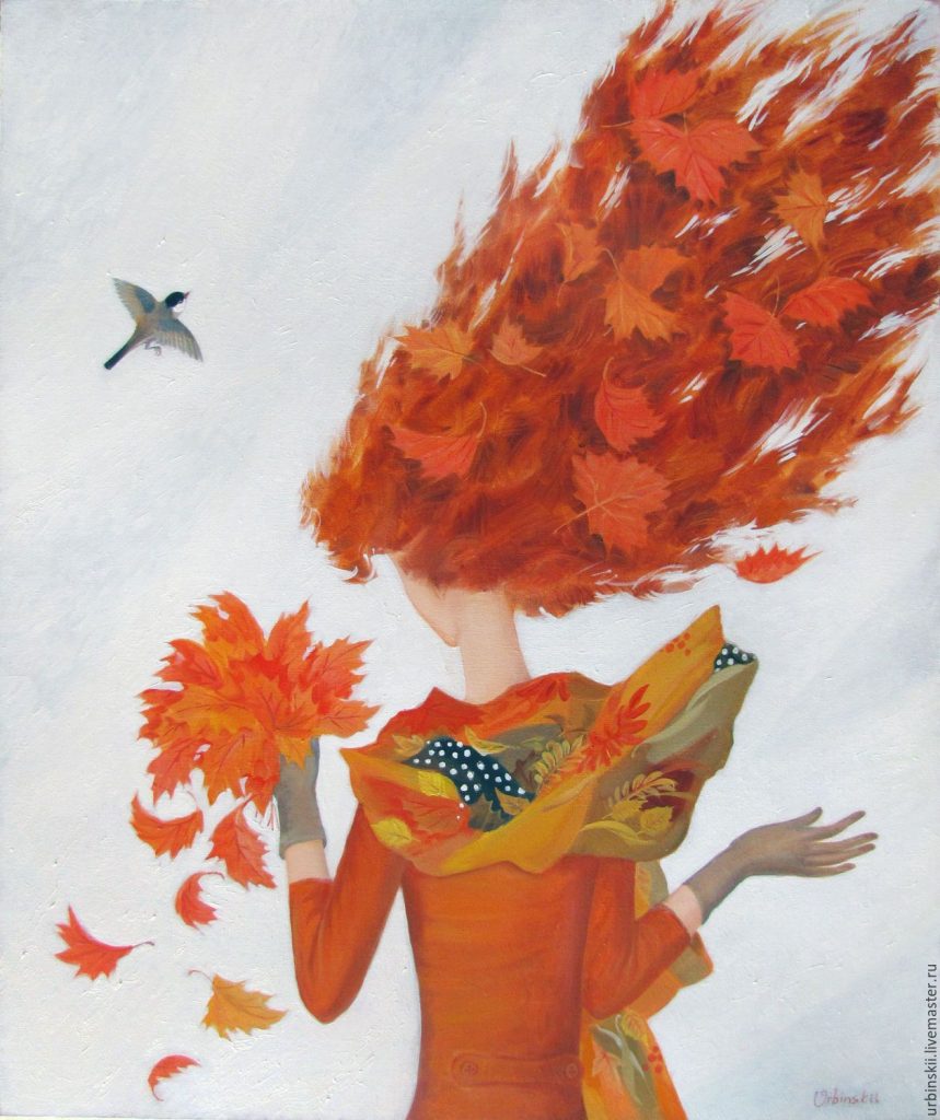 Красивые картинки осень девушка с листьями для детей (11)