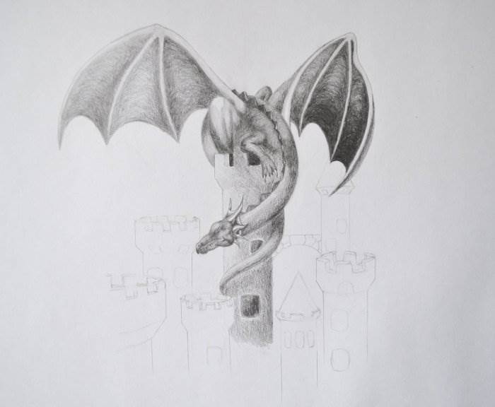 Красивые картины дракона карандашом (13)