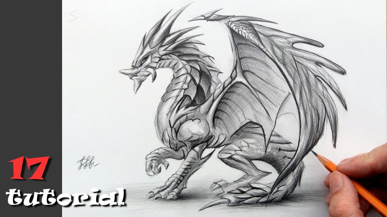 Красивые картины дракона карандашом (27)
