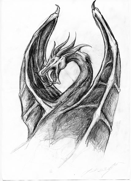 Красивые картины дракона карандашом (37)