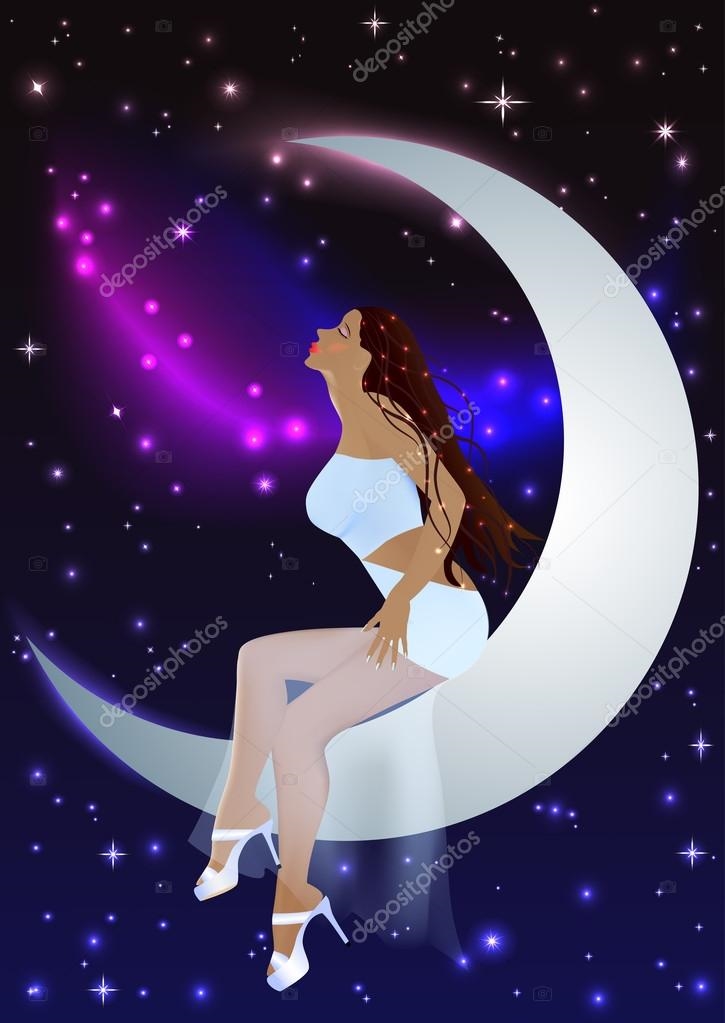 Красивые фото девушка на фоне луны010