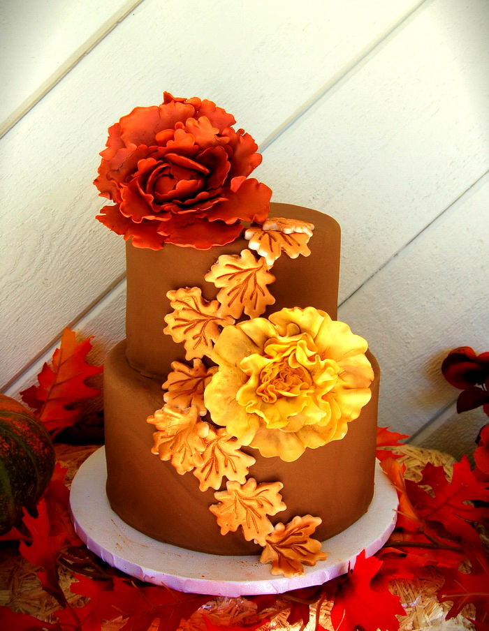 Красивые фото свадебного торта в осеннем стиле (28)